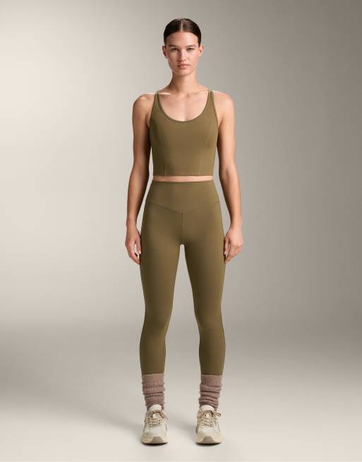 OYSHO - Evermove - Kakigrønne ankellange leggings på 65 cm med høj talje, 2 af 4