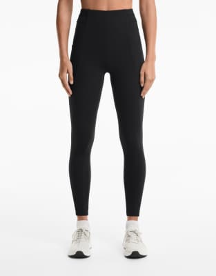 OYSHO - Evermove - Knöchellange Leggings in Schwarz mit hohem Bund in Knitter-Optik