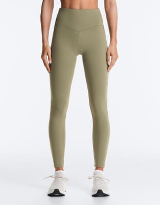 Evermove - Legging 65 cm taille haute longueur cheville - Kaki délavé-Vert XL