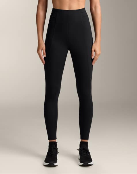 OYSHO - Evermove - Leggings alla caviglia neri a vita alta con pieghe - view 1
