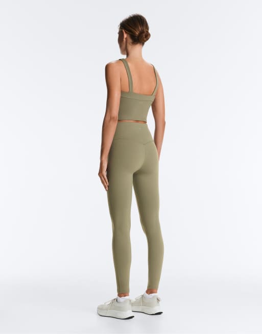 OYSHO - Evermove - Leggings da 65 cm alla caviglia kaki slavato a vita alta, 4 di 4