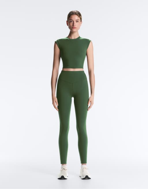 OYSHO - Evermove - Leggings da 65 cm alla caviglia verdi a vita alta, 2 di 4