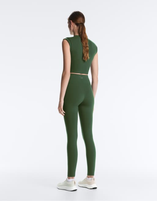 OYSHO - Evermove - Leggings da 65 cm alla caviglia verdi a vita alta, 4 di 4