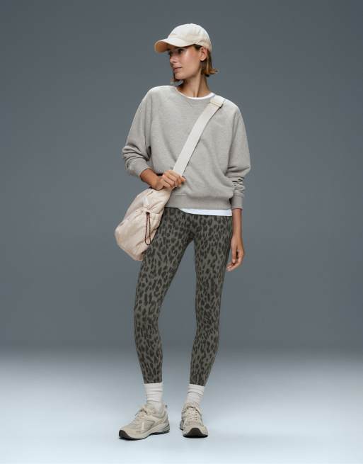 OYSHO Evermove leopard print high-rise ankle-length leggings in black, 2 of 4
