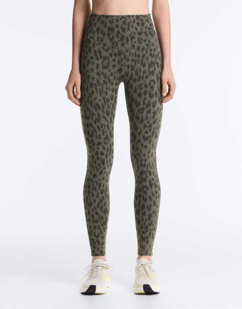 OYSHO Evermove leopard print high-rise ankle-length leggings in dark khaki - view 1