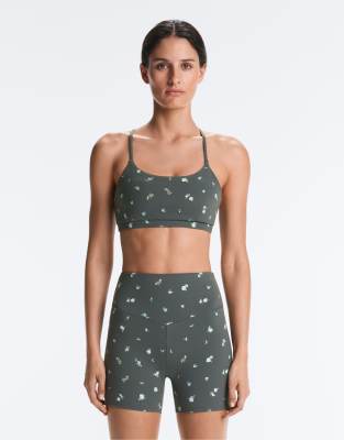 OYSHO Evermove light support floral print sports bra in grey