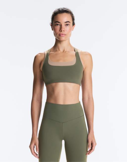 OYSHO Evermove medium-support double-effect sports bra in military khaki, 3 of 7