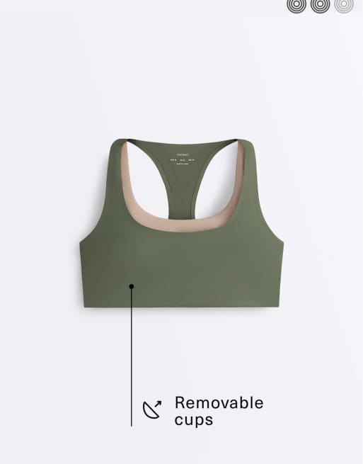 OYSHO Evermove medium-support double-effect sports bra in military khaki, 6 of 7