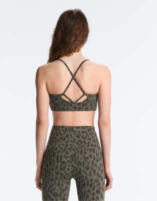 OYSHO Evermove medium-support sports bra in dark khaki-Green