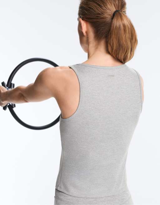 OYSHO - Evermove - Mellemgrå meleret tanktop med firkantet hals, 3 af 4