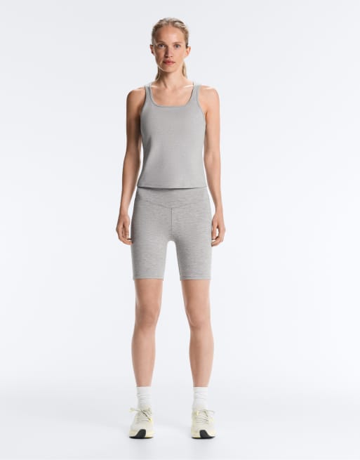 OYSHO - Evermove - Mellemgråmelerede leggings med høj talje på 20 cm, 2 af 4
