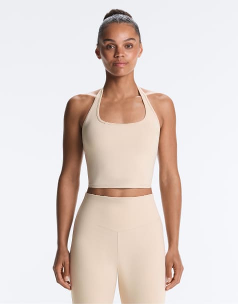 OYSHO - Evermove - Top senza maniche allacciato al collo color visone chiaro - view 1