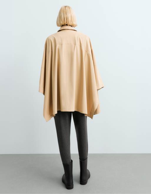 OYSHO extra lätt 10k vattentät kort cape i camel, 4 av 4