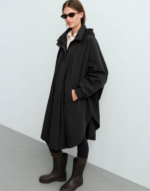 OYSHO Extra lightweight 10k waterproof long cape in black, 2 of 5
