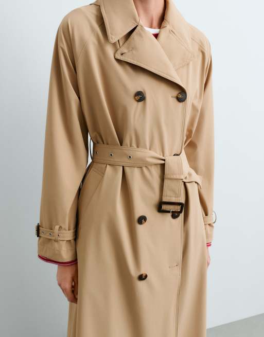 OYSHO Extra lightweight 10k waterproof long jacket in camel, 6 of 7