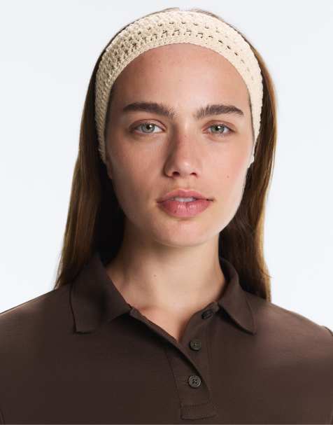 OYSHO - Fascia per capelli sportiva all'uncinetto color ecru - view 1