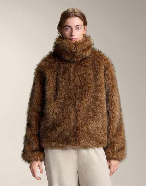 OYSHO Faux fur jacket in mole - view 1