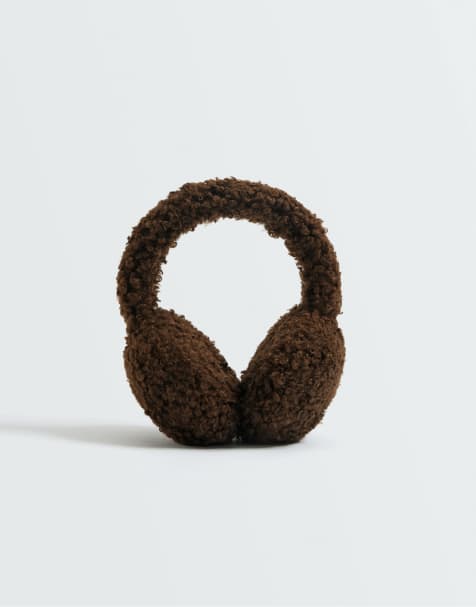 OYSHO Faux-shearling earmuffs in brown - view 1