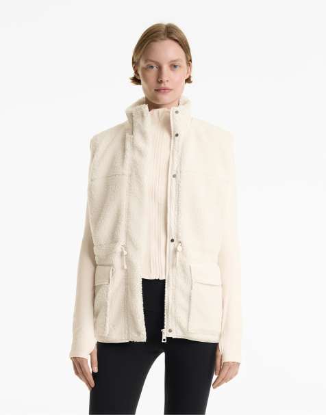 OYSHO Faux-shearling gilet in ecru - view 1