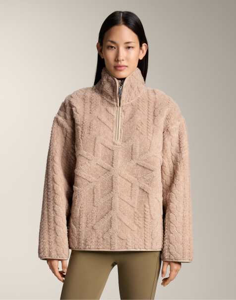 OYSHO Faux-shearling snowflake jacket in sand melange - view 1