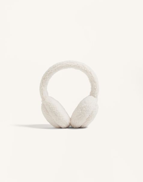 OYSHO Faux-shearling-style ear muffs in ecru - view 1