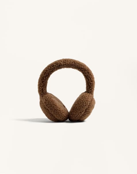 OYSHO Faux-shearling-style ear muffs in mole - view 1