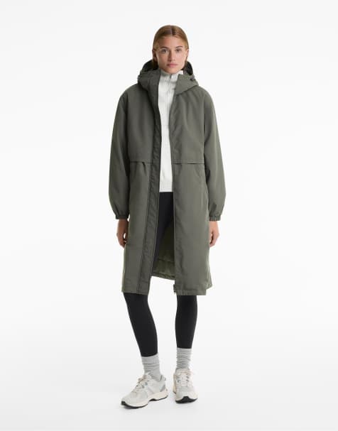 OYSHO – Fellex® Aerogel 10k – Wasserdichte, lange, wattierte Jacke in dunklem Khaki - view 1
