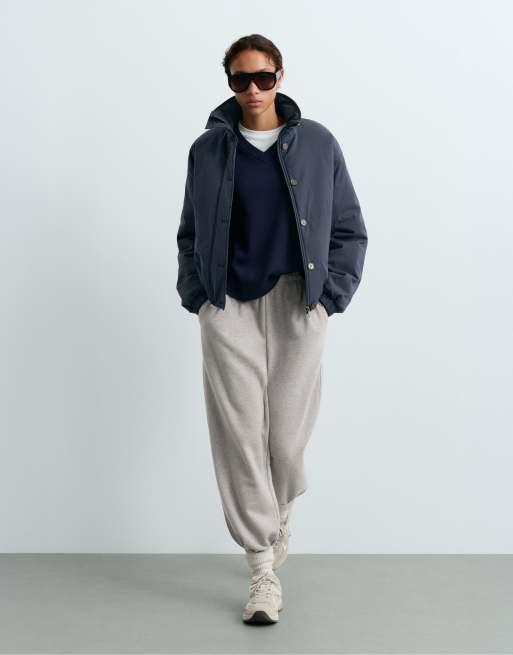 OYSHO Fellex® Aerogel A-Linien-Canvas-Steppjacke in Mauveblau, 2 von 6