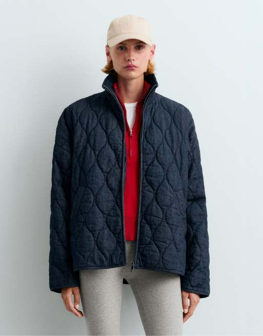 OYSHO Fellex® aerogel denim-effect boxy padded jacket in navy, 2 of 7