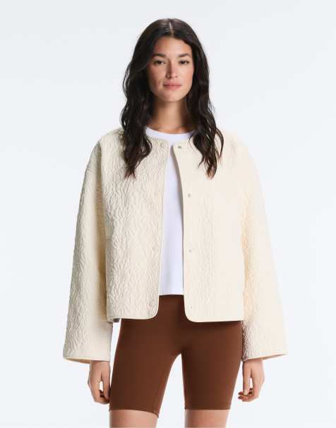 OYSHO Fellex® aerogel floral padded jacket in stone - view 1