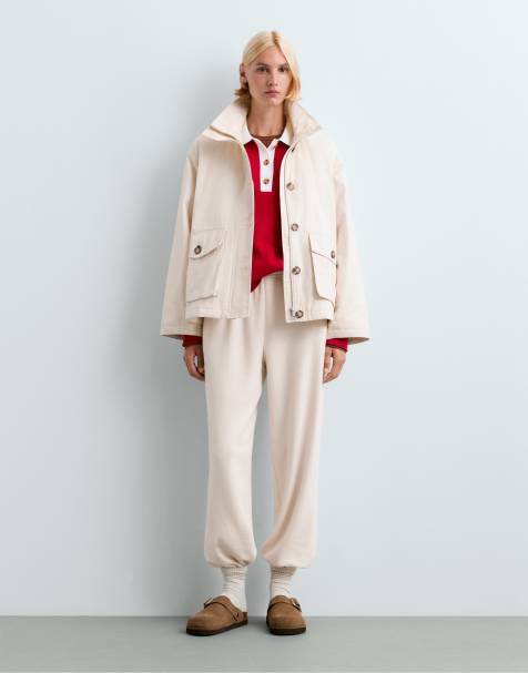 OYSHO Fellex® aerogel foret kanvasjakke i ivory ecru - view 1