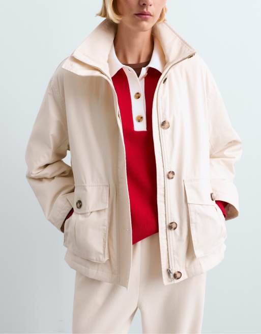 OYSHO Fellex® aerogel foret kanvasjakke i ivory ecru, 5 af 6