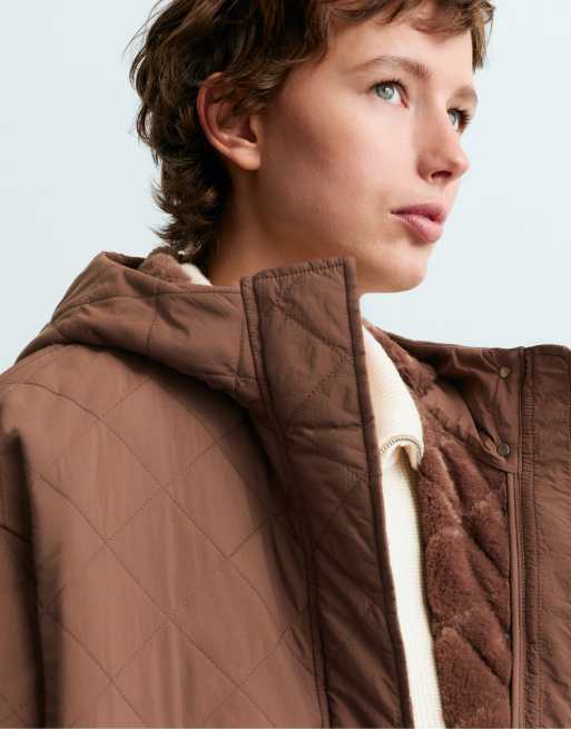 OYSHO Fellex® Aerogel gefütterte Jacke mit Kunstfell-Optik innen in Braun, 3 von 6