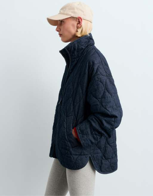OYSHO Fellex® aerogel jeansliknande boxig vadderad jacka i marinblått, 5 av 7