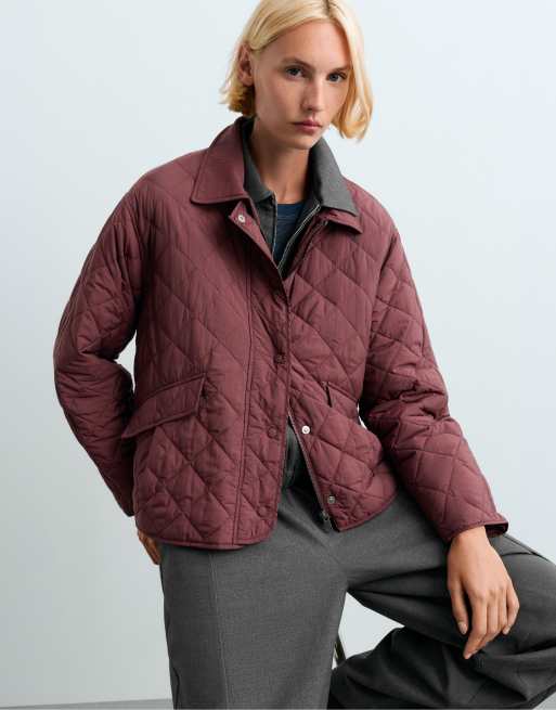 OYSHO Fellex® Aerogel Midi Boxy Steppjacke in Burgunderrot, 5 von 6