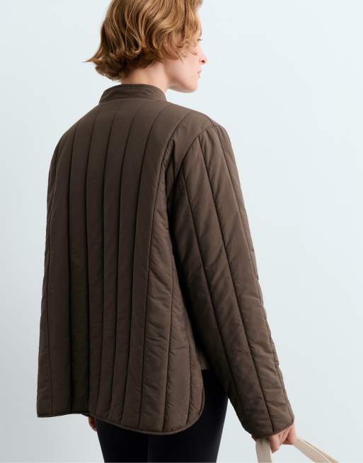 OYSHO Fellex® aerogel short boxy padded jacket in brown, 4 of 6