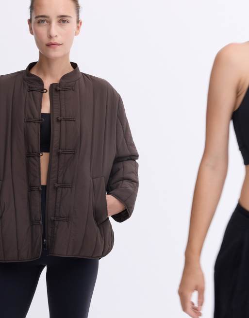 OYSHO Fellex® aerogel short boxy padded jacket in brown, 5 of 6