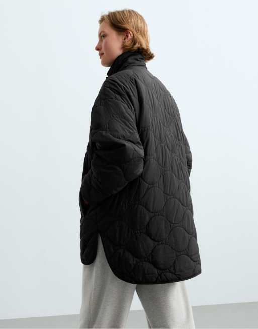 OYSHO Fellex® aerogel waterrepellent padded midi jacket in black, 5 of 6