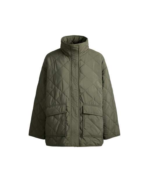 OYSHO Fellex® jacka med diamantquiltad vaddering i khaki, 5 av 5