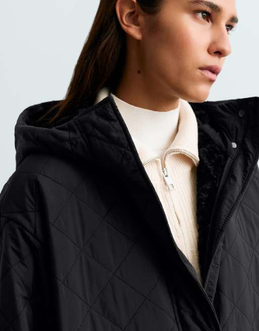 OYSHO Fellex® Steppjacke mit Innenfutter in Kunstfelloptik in Schwarz, 3 von 6