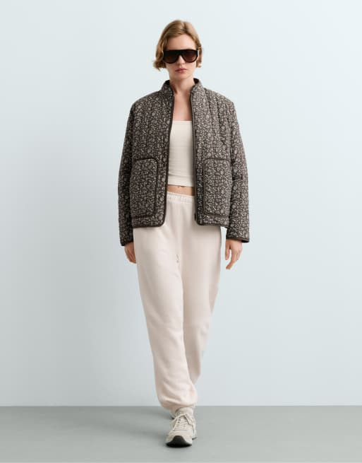 OYSHO Fellex® veste matelassée fleurie déperlante marron, 2 de 5