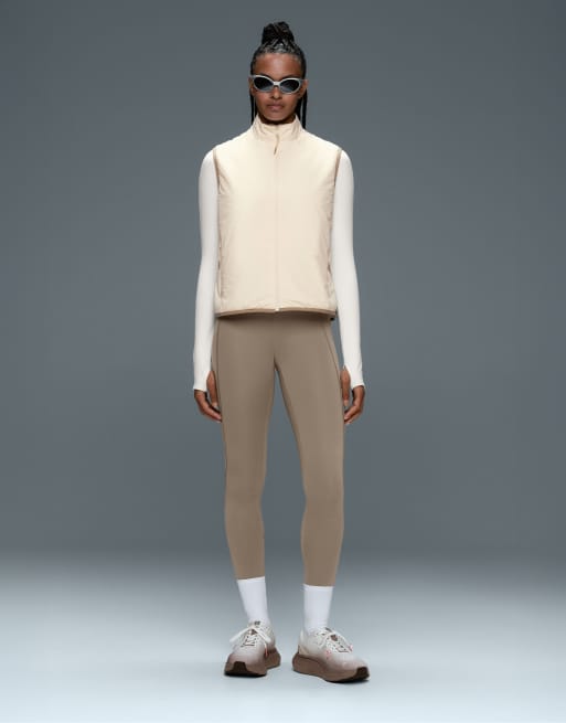 OYSHO Fellex® volcanic technical padded gilet with piping in pale ecru, 2 of 6