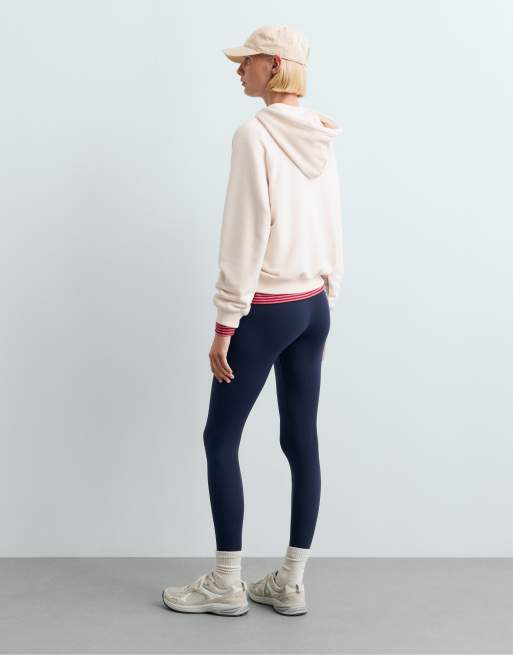 OYSHO felpa con cappuccio in pile misto cotone color ecru chiaro, 4 di 6