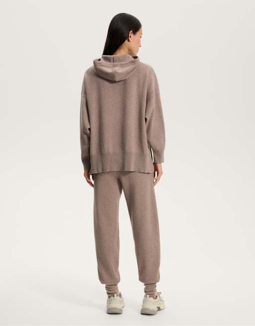 OYSHO - Felpa con cappuccio taglio lungo in maglia grigia, 4 di 4