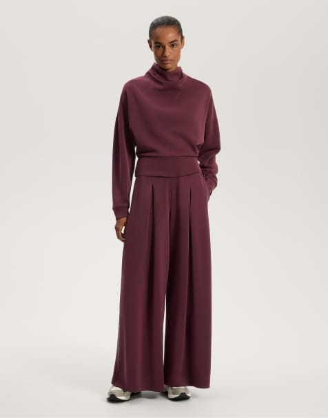 OYSHO - Felpa con collo alto in modal soft-touch bordeaux scuro - view 1