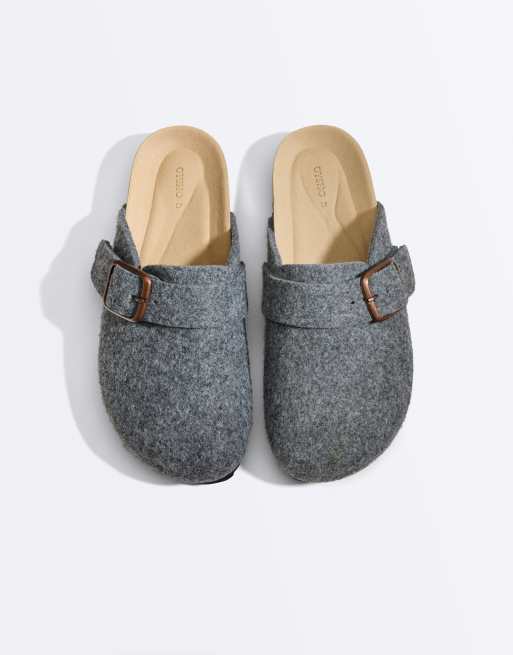 OYSHO Felt-effect buckle clogs in grey, 3 of 7