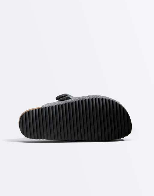 OYSHO Felt-effect buckle clogs in grey, 7 of 7