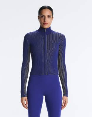 OYSHO - Figurbetonte Jacke aus Rippstrick in Kobaltblau