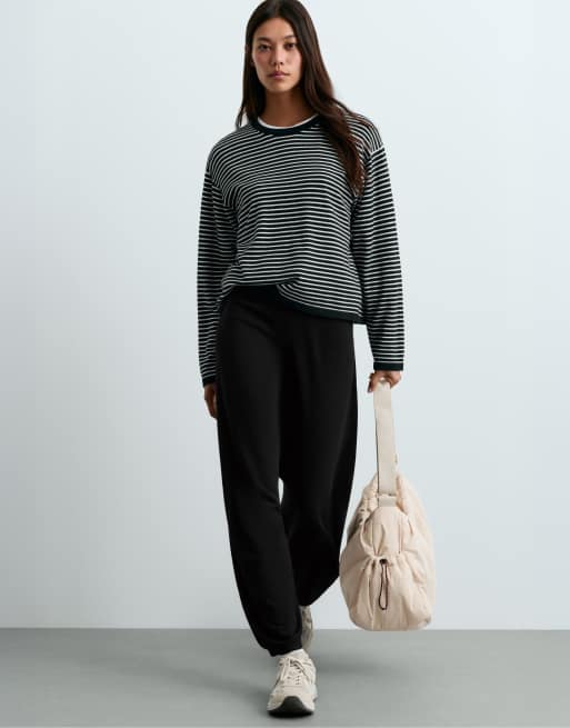 OYSHO Fine-knit striped jumper in black, 2 of 5