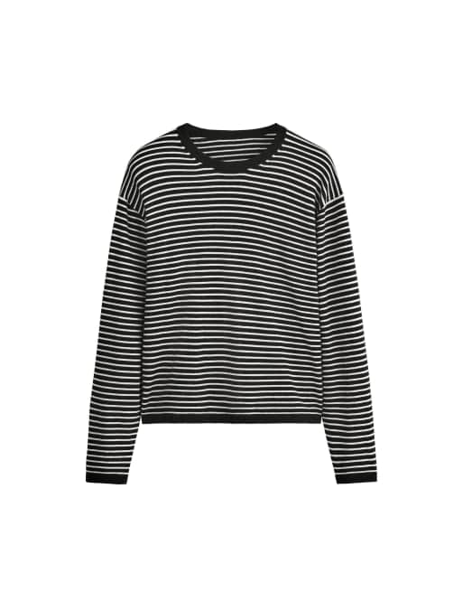 OYSHO Fine-knit striped jumper in black, 5 of 5